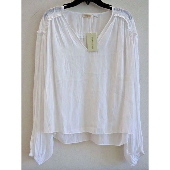 Ramy Brook A0822215 Women's Sz L Ivory Brielle Long Balloon Sleeve Blouse - Picture 3 of 9